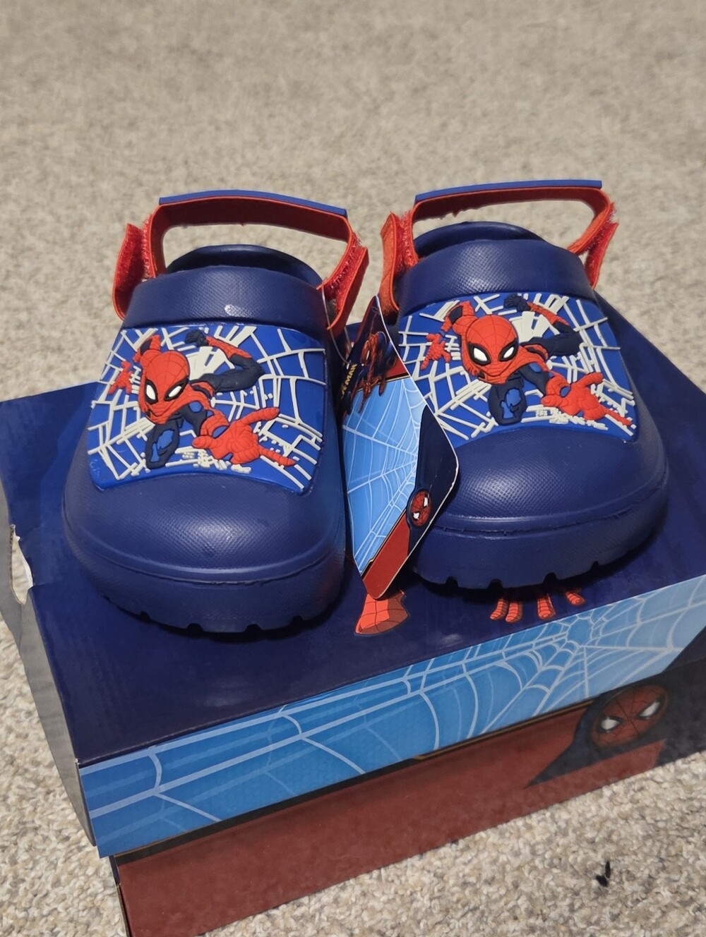 Kids Spider-Web Clog Sandals - Blue & Red 5 Toddler NIB